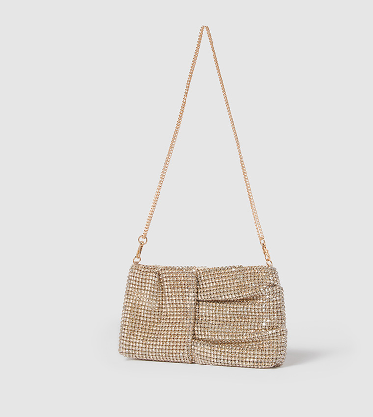 TINA Twist Mesh Embellished Clutch