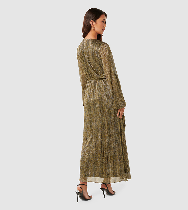 TYLER Plisse Belted Maxi Dress