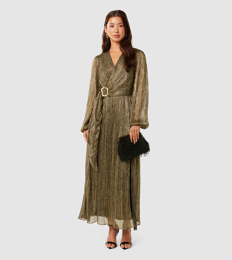 TYLER Plisse Belted Maxi Dress