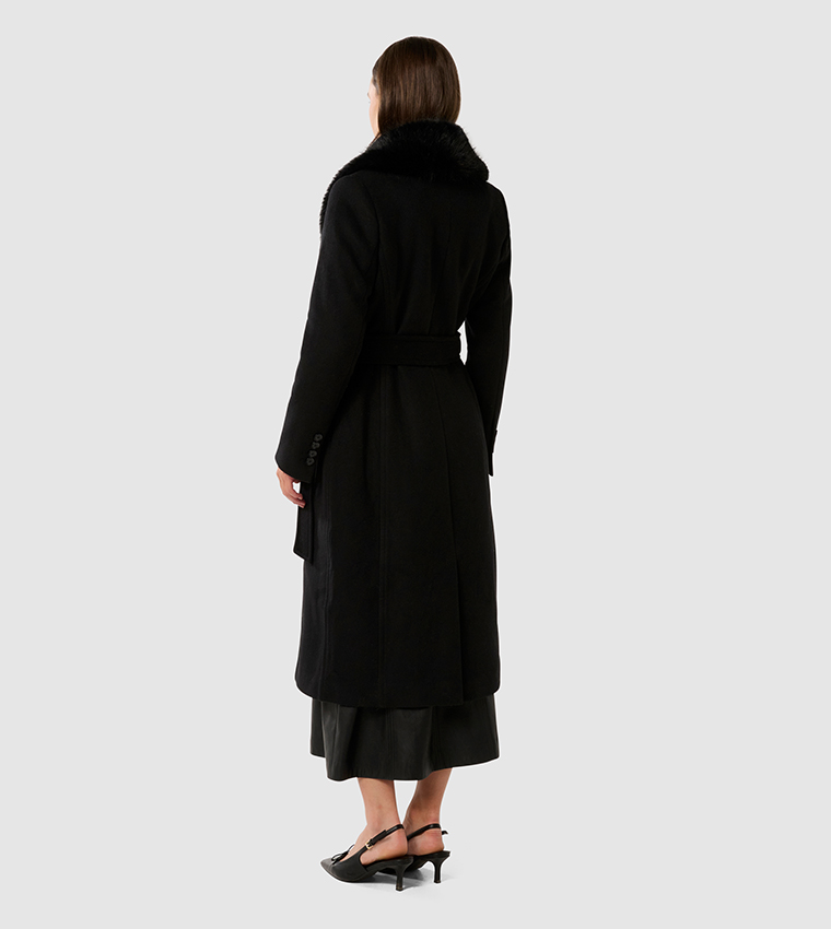 MONICA Fur Collar Wrap Coat