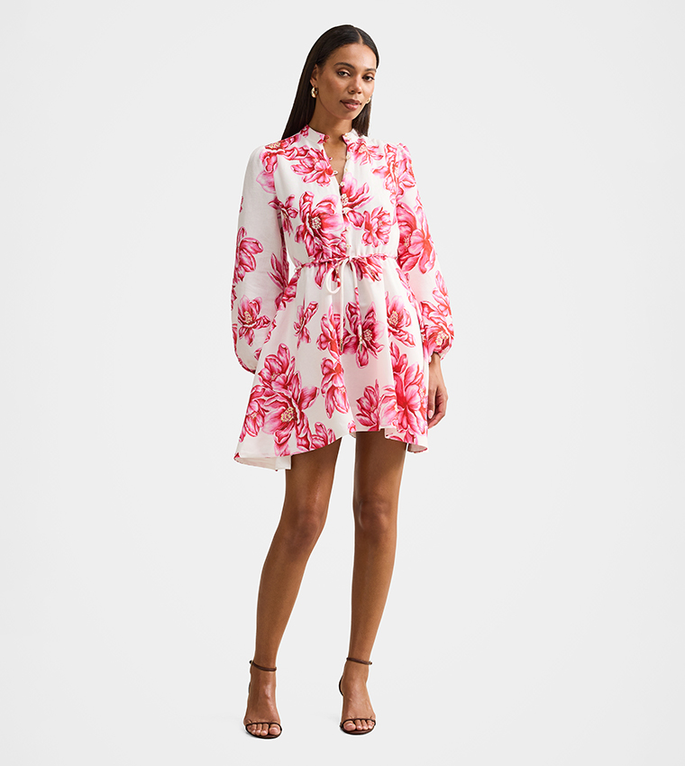 ANNALISE Floral Balloon Sleeves Mini Dress