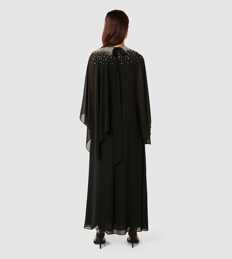 SERAFINA Embellished Cape Maxi Dress