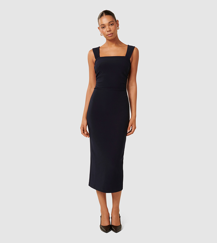 REINA Ruched Bodycon Midi Dress