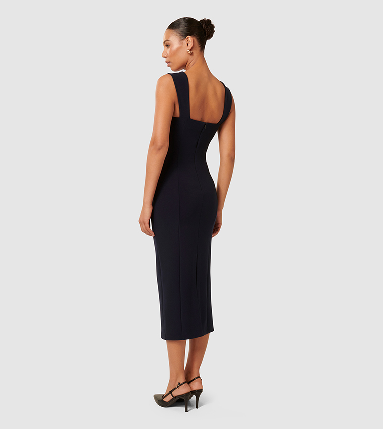 REINA Ruched Bodycon Midi Dress
