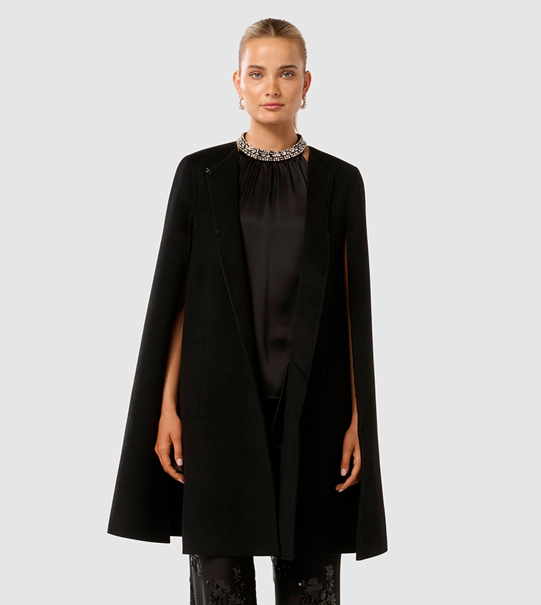 BETH Felled Seam Cape Coat