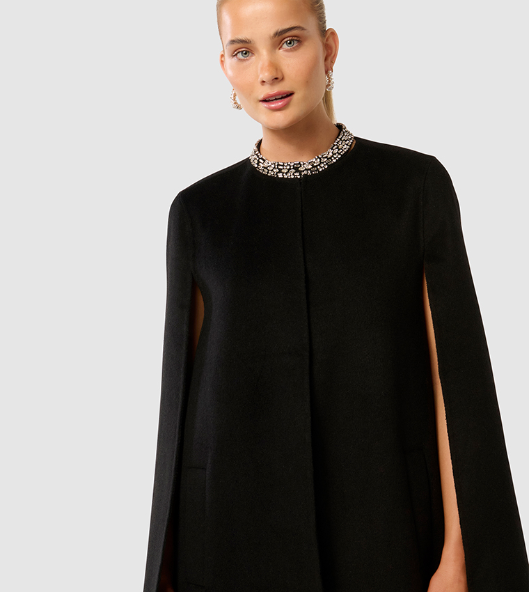 BETH Felled Seam Cape Coat