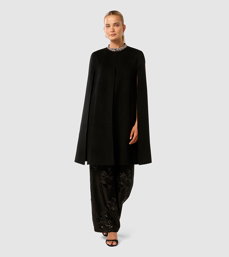BETH Felled Seam Cape Coat
