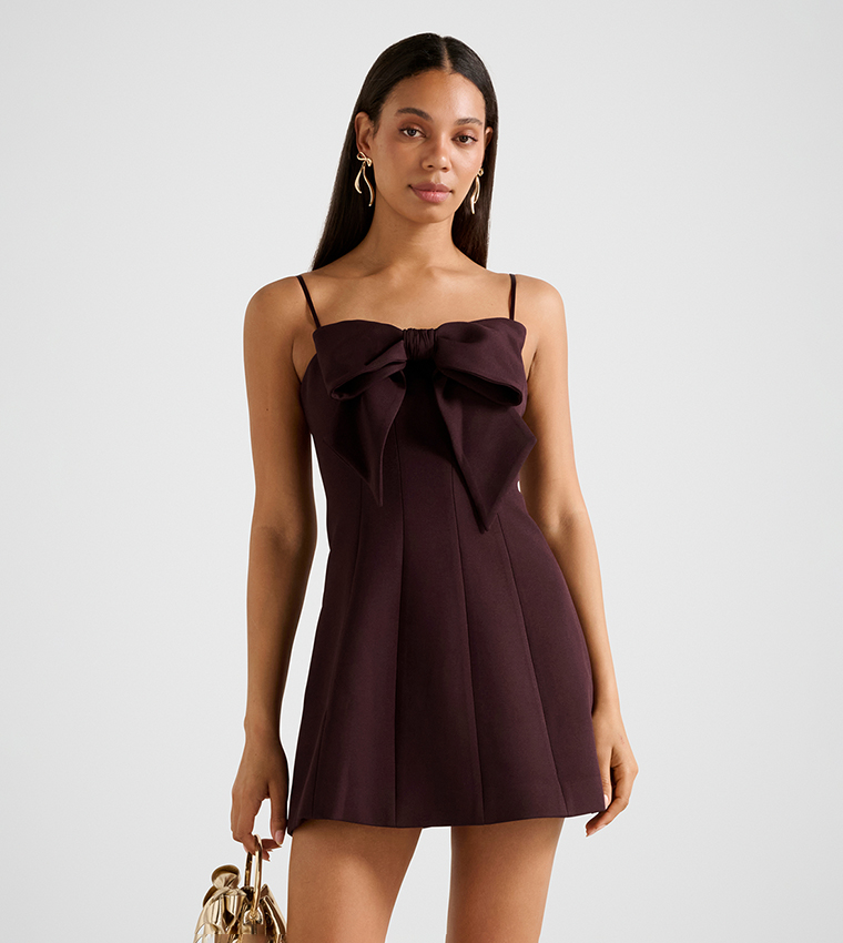 HAYLEY Bow Front Mini Party Dress