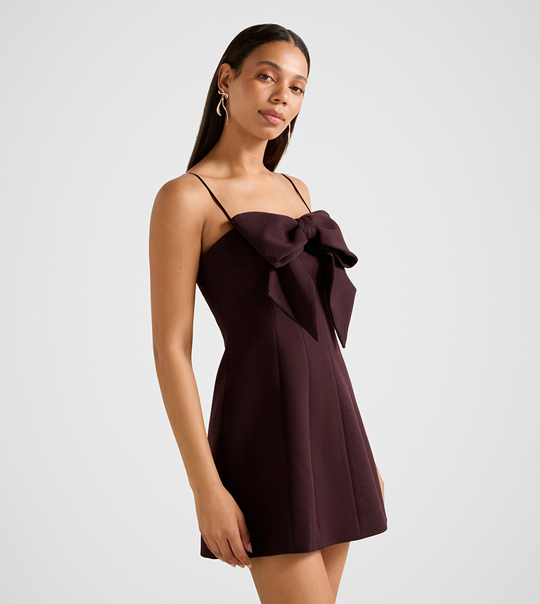 HAYLEY Bow Front Mini Party Dress