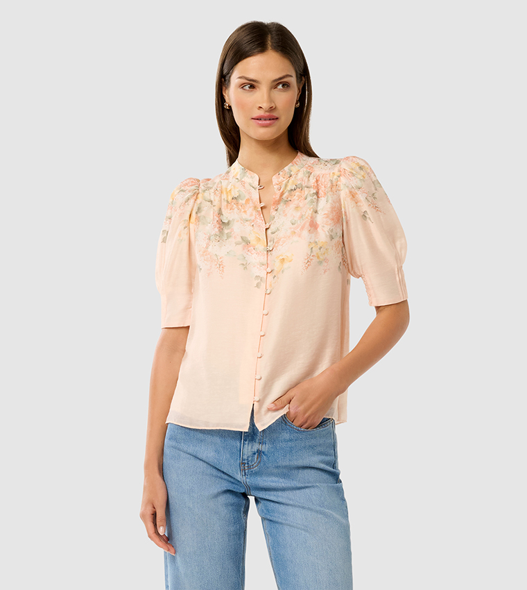 TAHLIA Floral Printed Puff Sleeves Top