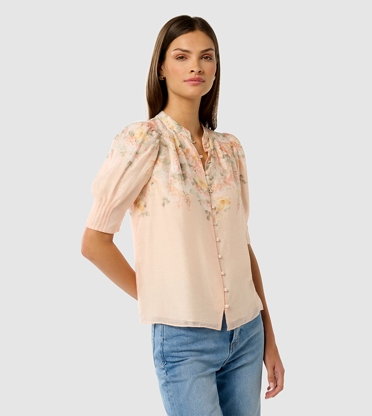 TAHLIA Floral Printed Puff Sleeves Top