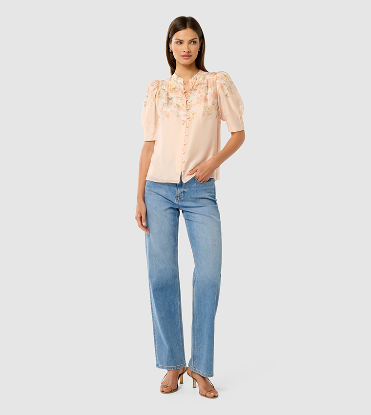 TAHLIA Floral Printed Puff Sleeves Top