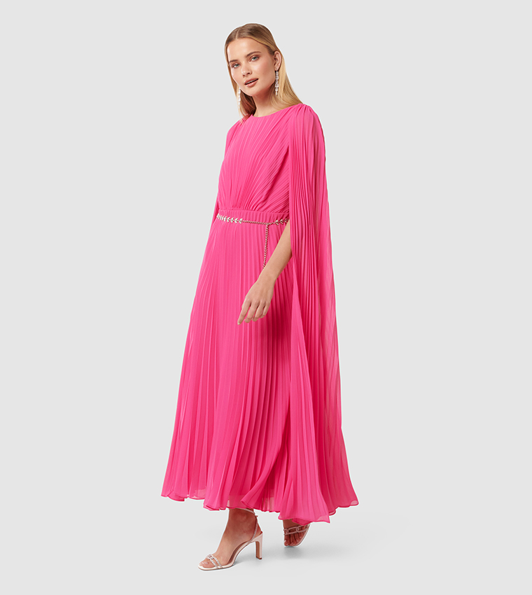 KELLY Pleated Cape Maxi Dress