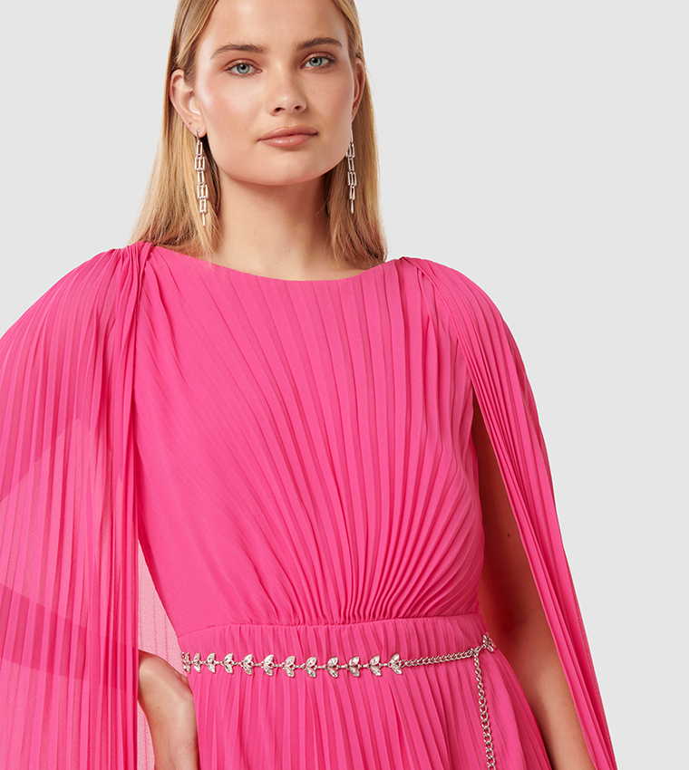 KELLY Pleated Cape Maxi Dress