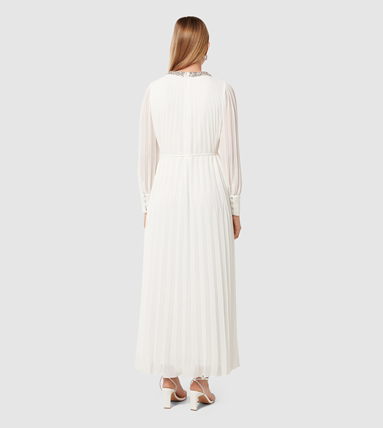 ROMIE Embellished Pleated Maxi Dress