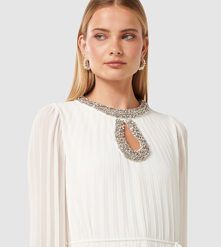 ROMIE Embellished Pleated Maxi Dress