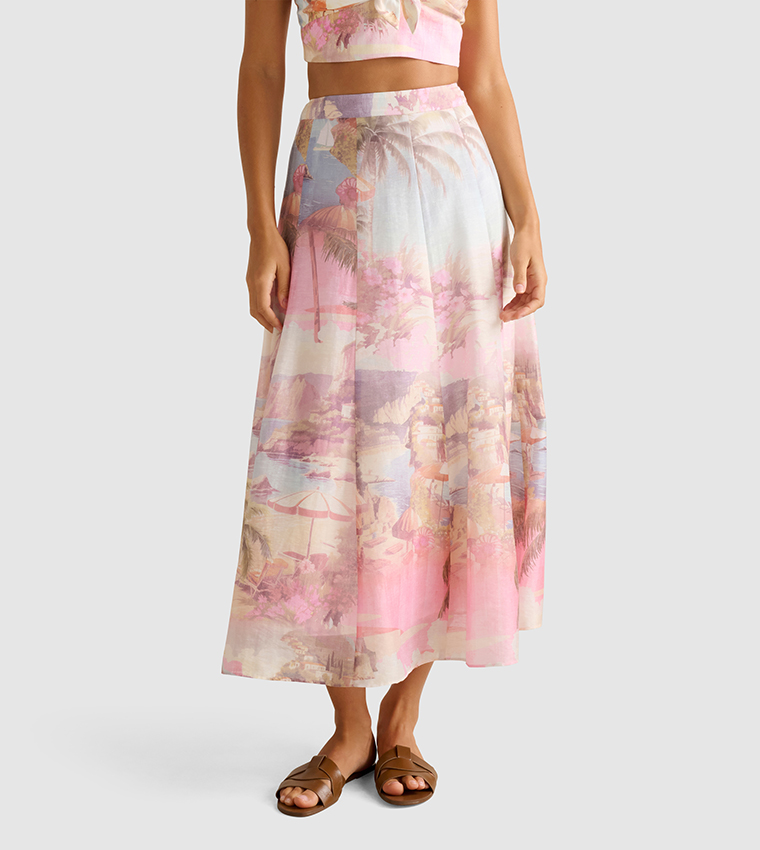 LAIA Printed Midi Skirt