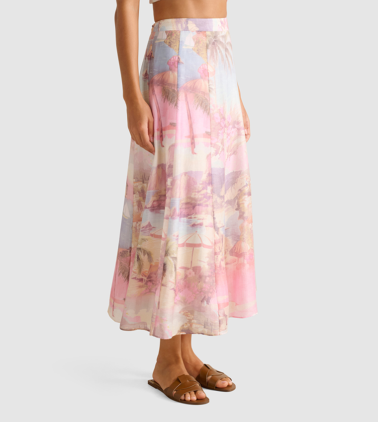 LAIA Printed Midi Skirt
