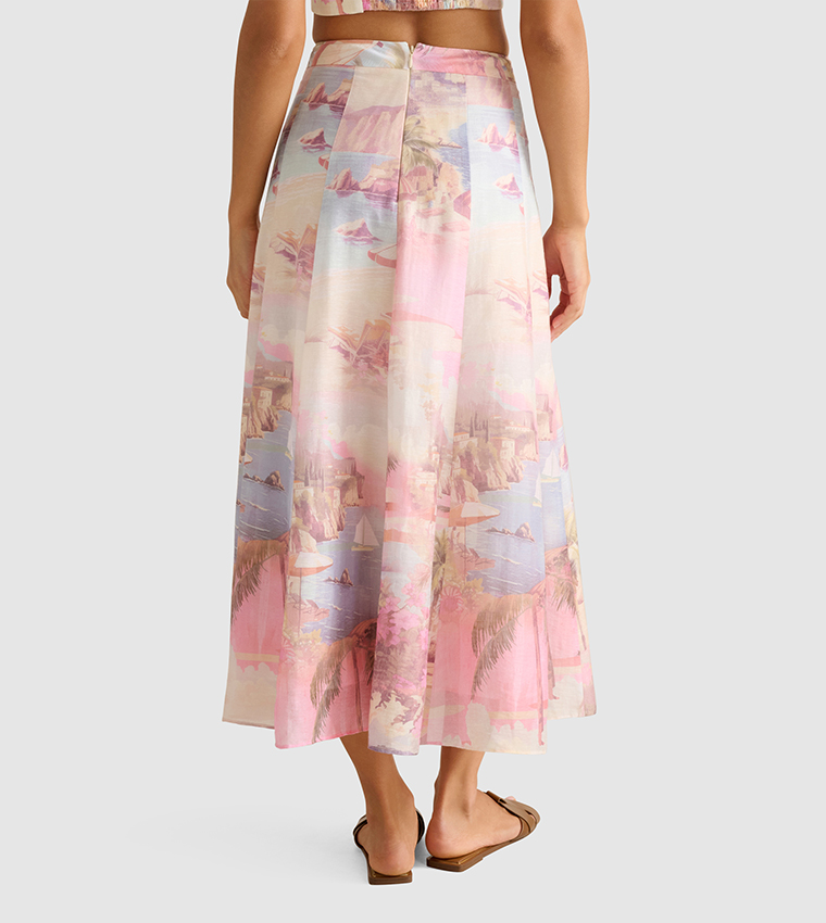 LAIA Printed Midi Skirt