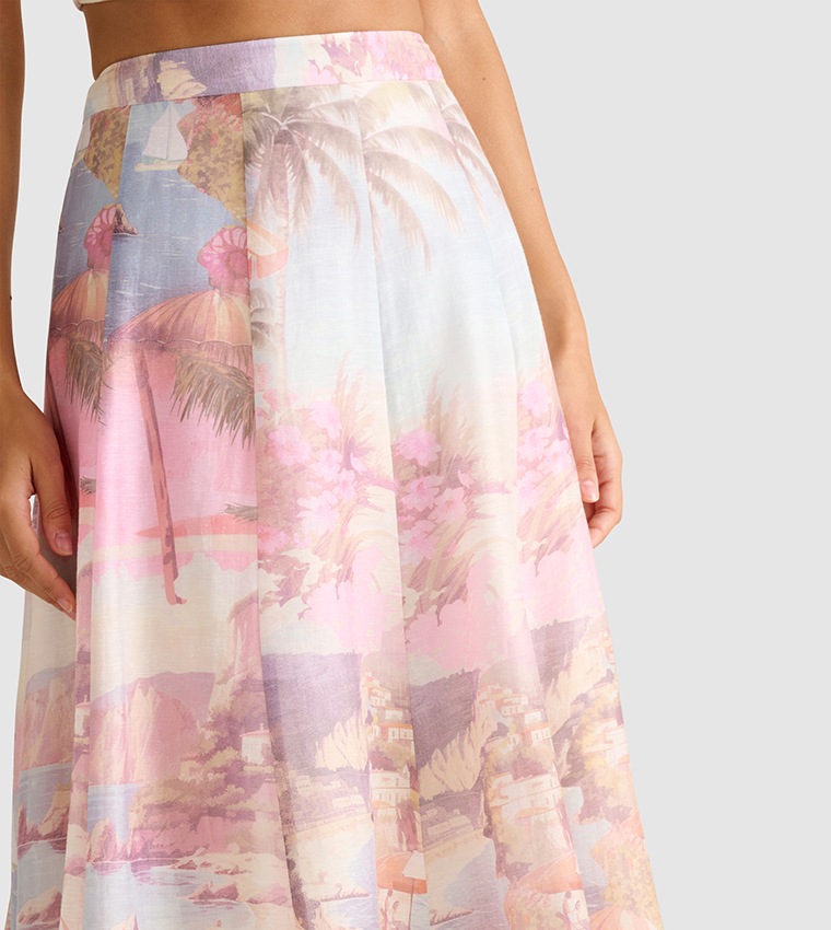 LAIA Printed Midi Skirt