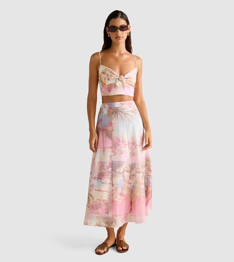 LAIA Printed Midi Skirt