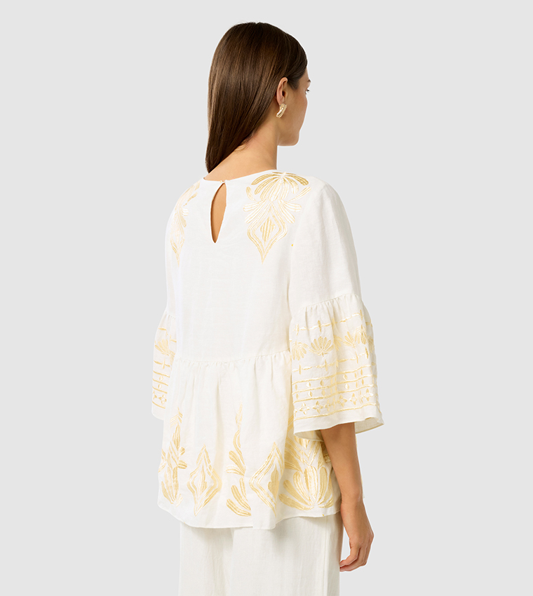 ELINA Embroidered 3/4 Sleeves Top