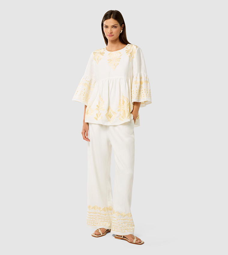 ELINA Embroidered 3/4 Sleeves Top