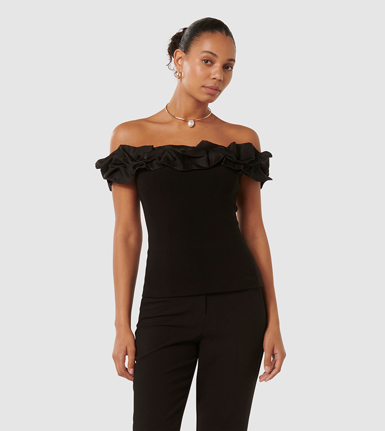 STEPHANIE Ruffle Crepe Top