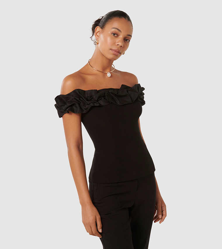 STEPHANIE Ruffle Crepe Top