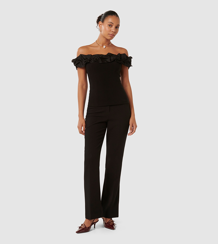 STEPHANIE Ruffle Crepe Top