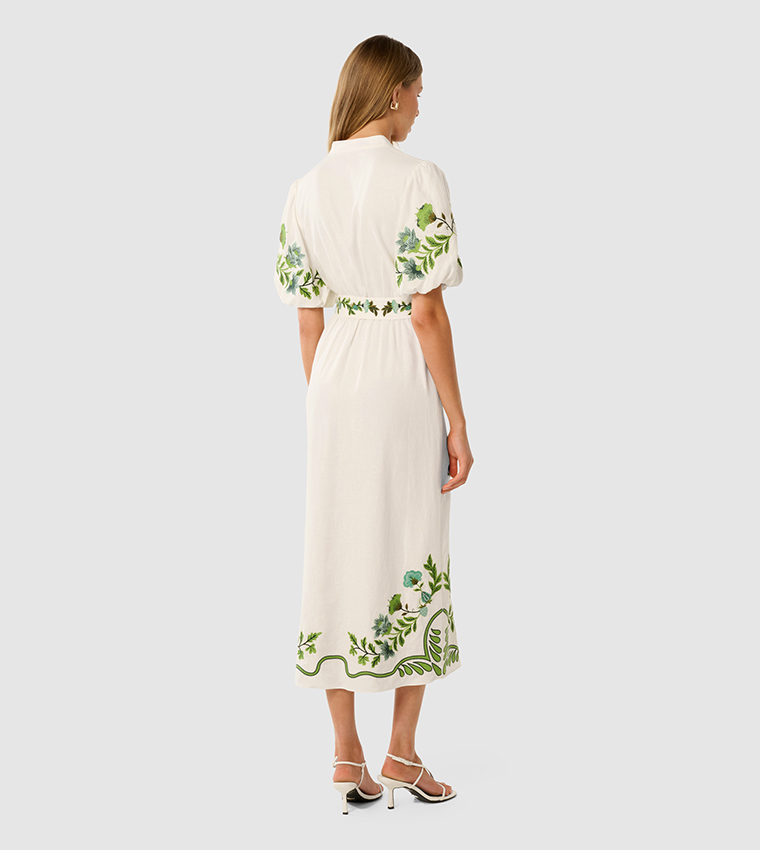 BETH Embroidered Midi Shirt Dress