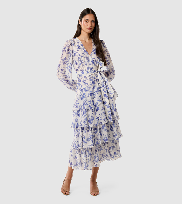 NICKY Floral Printed Tiered Midi Dress