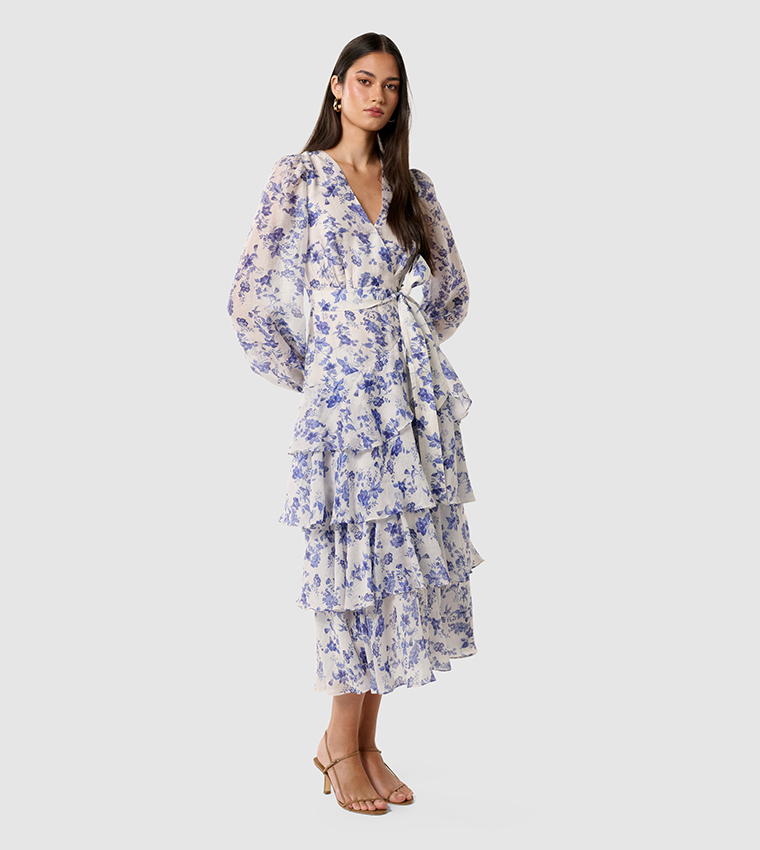 NICKY Floral Printed Tiered Midi Dress