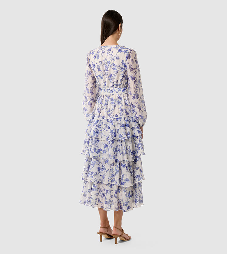 NICKY Floral Printed Tiered Midi Dress