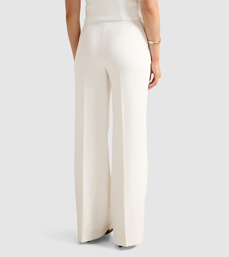 MARISSA Solid High-Rise Wide Leg Pants