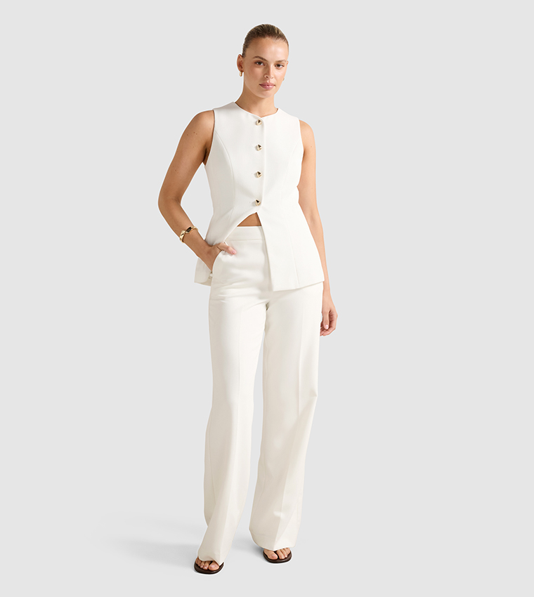 MARISSA Solid High-Rise Wide Leg Pants