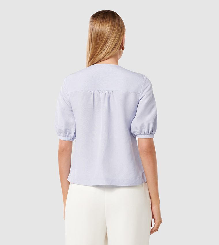 RILEY Button Front Puff Sleeves Top