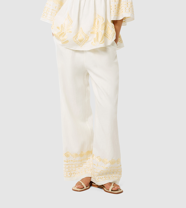 ELINA Embroidered Straight Fit Pants