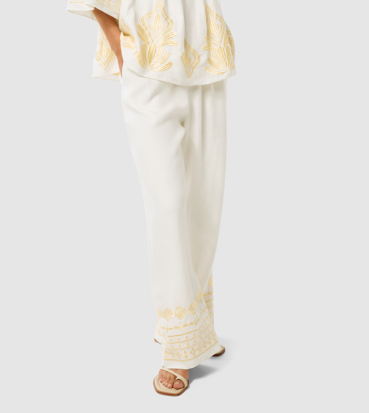 ELINA Embroidered Straight Fit Pants