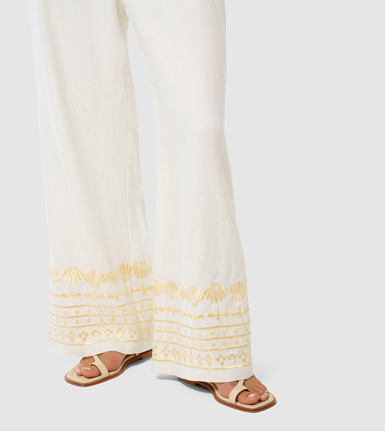 ELINA Embroidered Straight Fit Pants