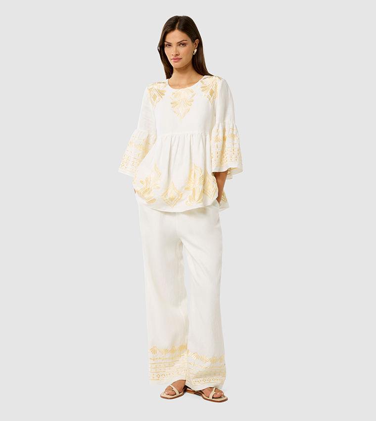 ELINA Embroidered Straight Fit Pants