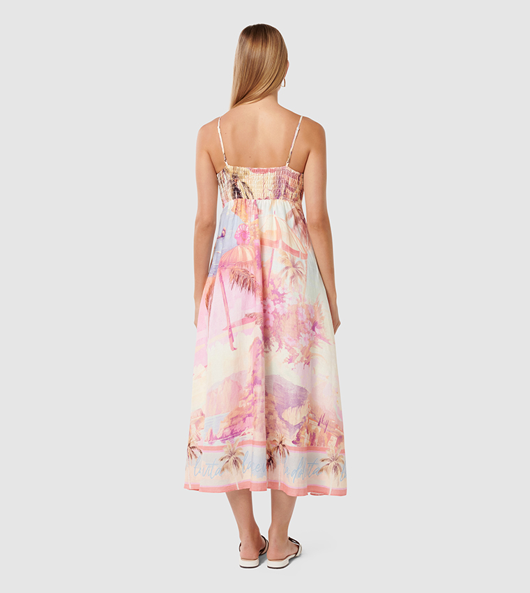 JOANNE Printed Linen Midi Dress