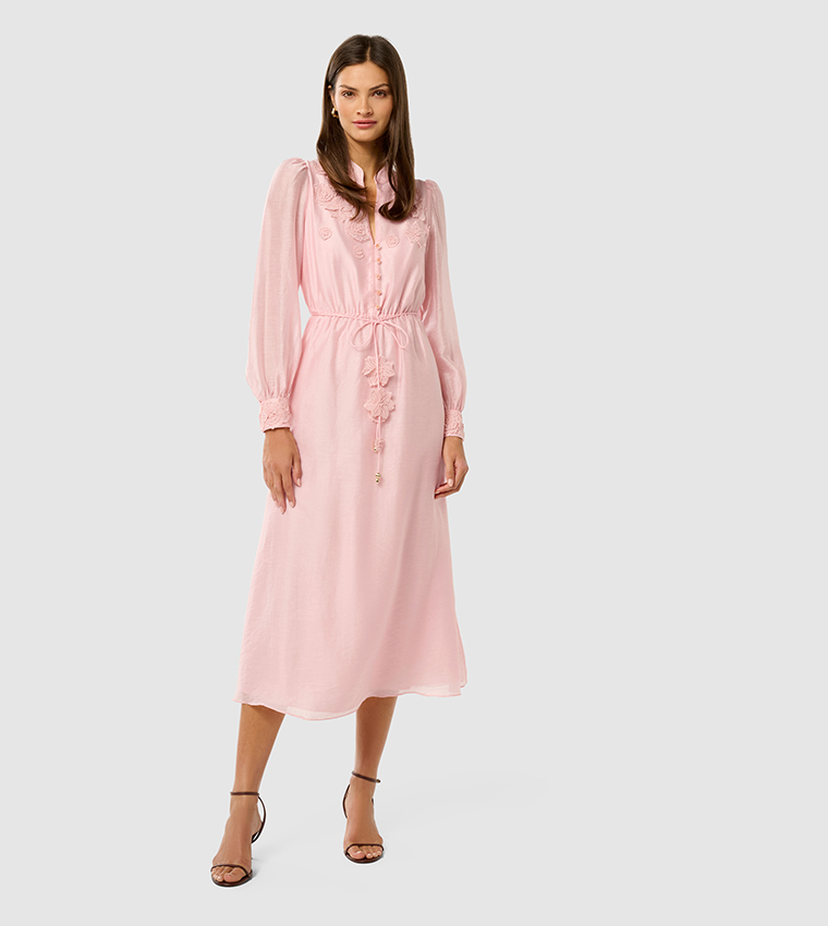 YASMIN Floral Appliqued Midi Dress