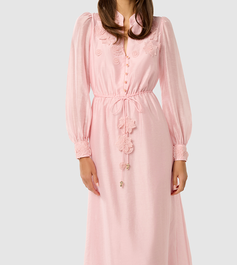YASMIN Floral Appliqued Midi Dress