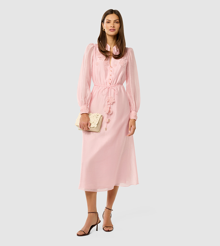 YASMIN Floral Appliqued Midi Dress