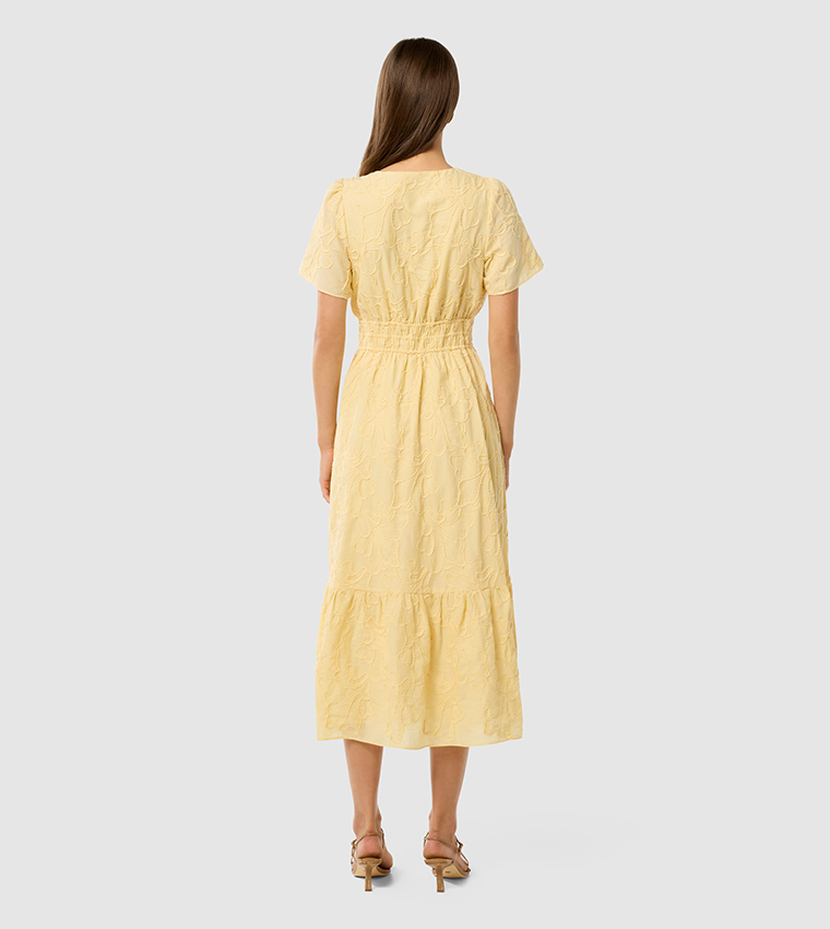 ELEANOR Embroidered Short Sleeves Midi Dress