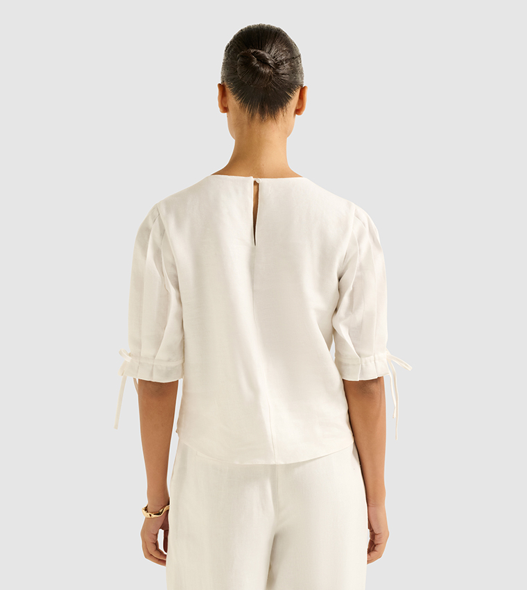 PHILLIPA Pleated Short Sleeves Top