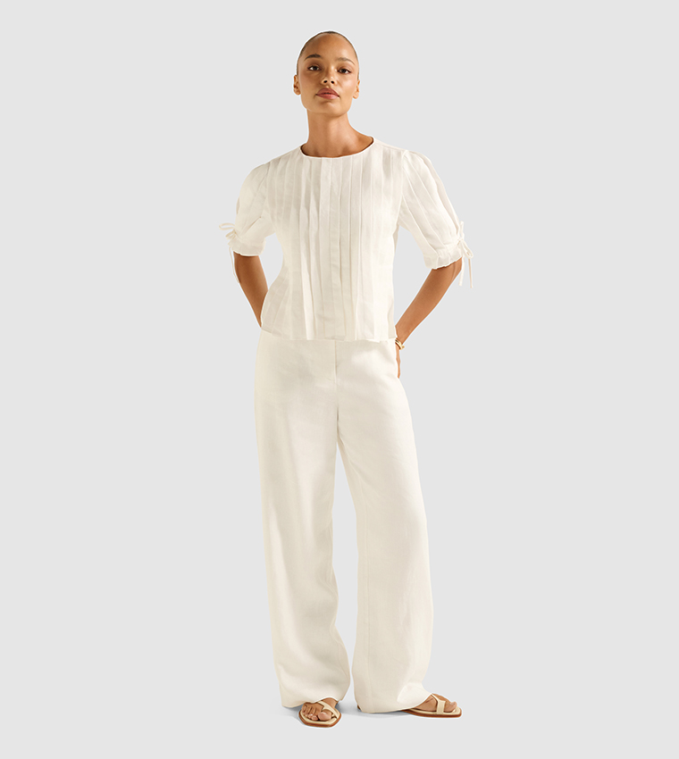 PHILLIPA Pleated Short Sleeves Top