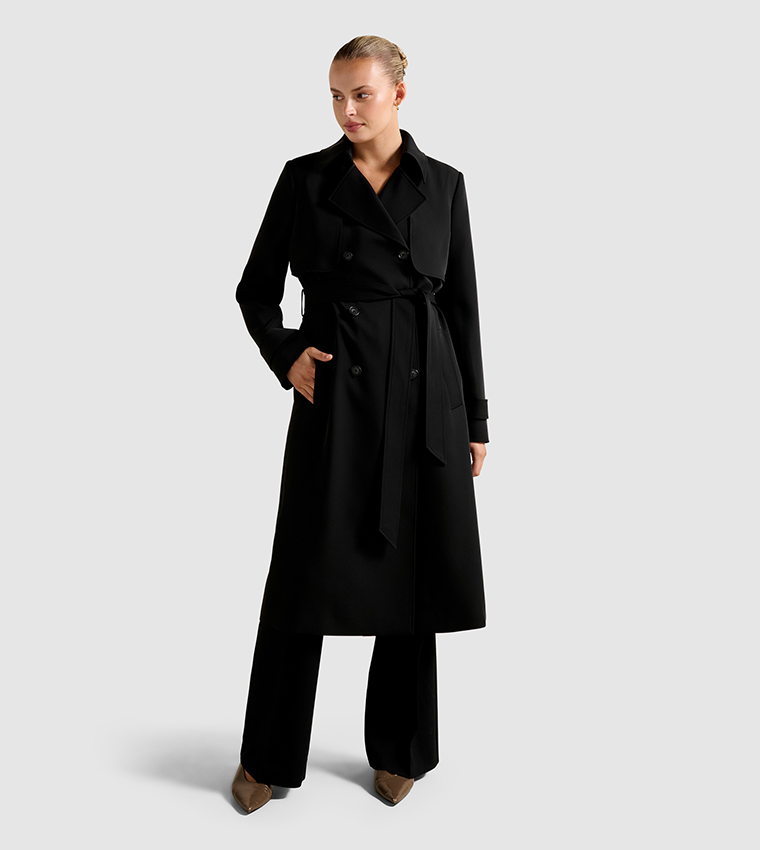 Buy Forever New DELILAH Pocket Detail Soft Trench Coat In Black