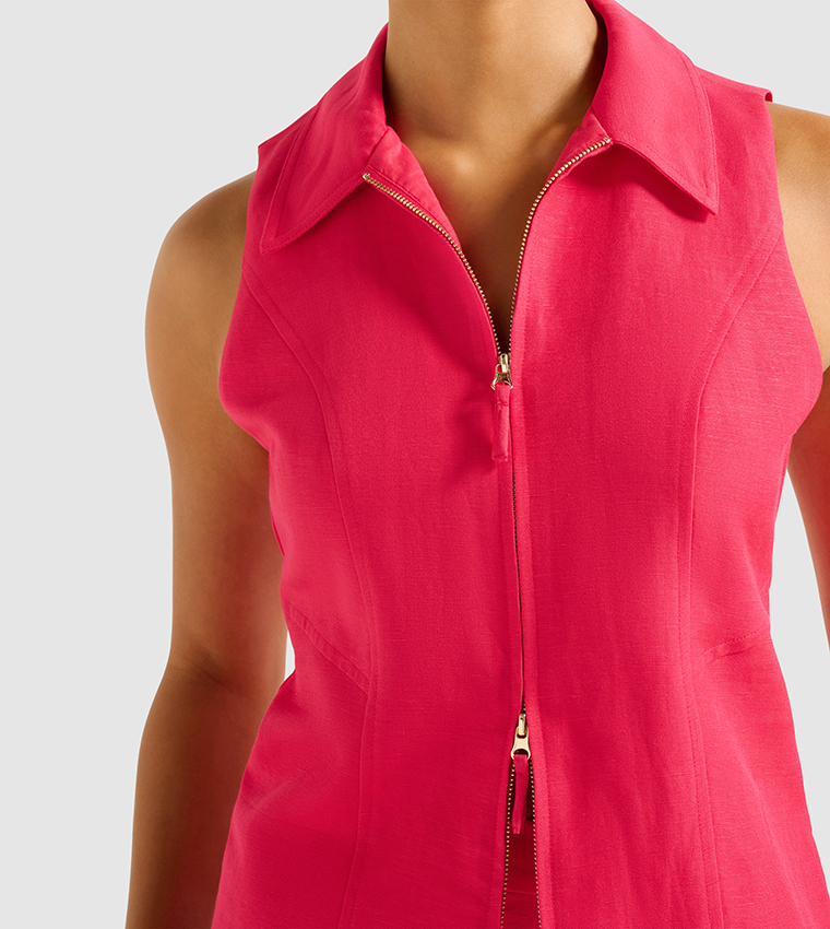 FELICITY Zip Front Sleeveless Top